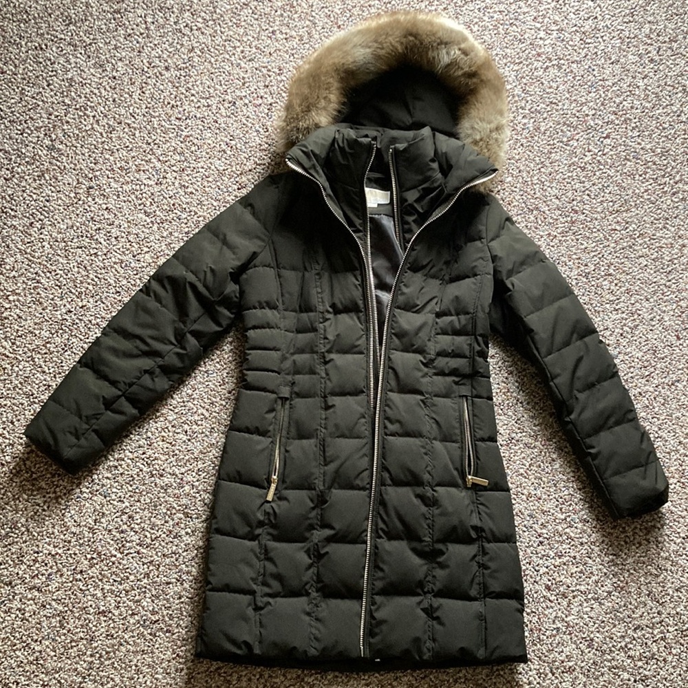 Dark Green Michael Kors Luxe Down Winter Coat